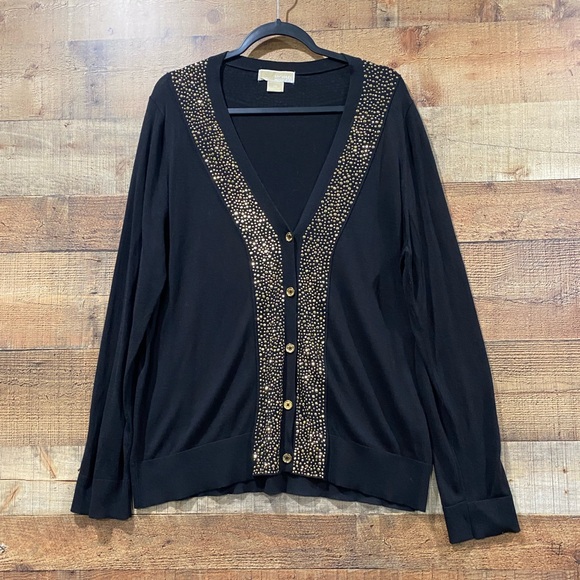 Michael Kors Embellished Black Sweater Cardigan Size 1X - Picture 1 of 4